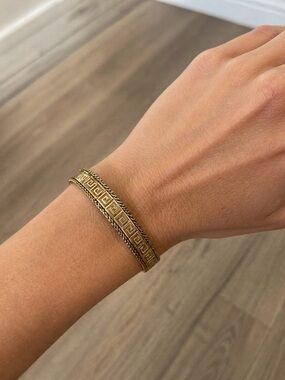 Vintage 925 Stamped Gold-Tone Greek Key Bracelet - Women’s Jewelry
